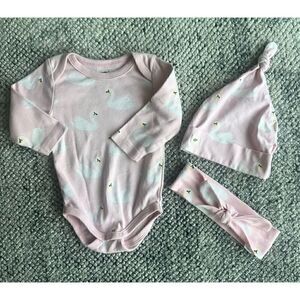 Monica and Andy 0-3 & 3-6 Month Organic Swan Set - Baby Girl